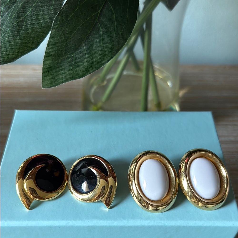 Monet Gold and Black clip on Earrings Collection